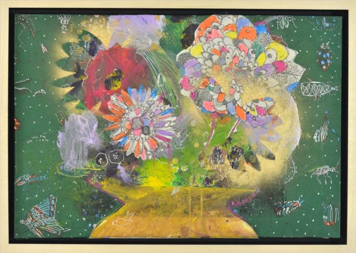 Fumiko Toda's Contemporary Oil Painting - Flowers in A Vase 2