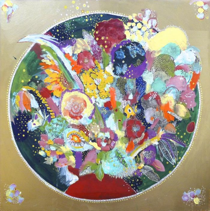 Fumiko Toda's Contemporary Oil Painting - Flowers in A Vase