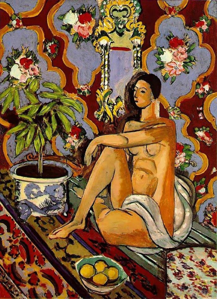 Henri Matisse's Contemporary Oil Painting - Decorative Figure on an Ornamental Ground Late 1925