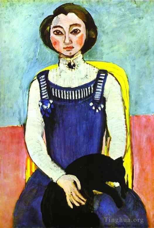 Henri Matisse's Contemporary Oil Painting - Girl with A Black Cat