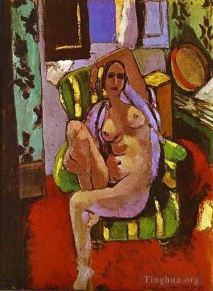 Contemporary Oil Painting - Nude Sitting in an Armchair