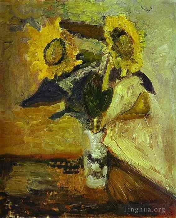 Henri Matisse's Contemporary Oil Painting - Vase of Sunflowers 1898