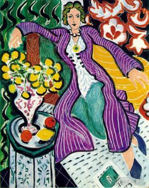 Contemporary Paintings - Femme au manteau violet Woman in a Purple Coat