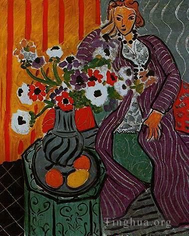 Henri Matisse's Contemporary Various Paintings - Robe violette et Anemones