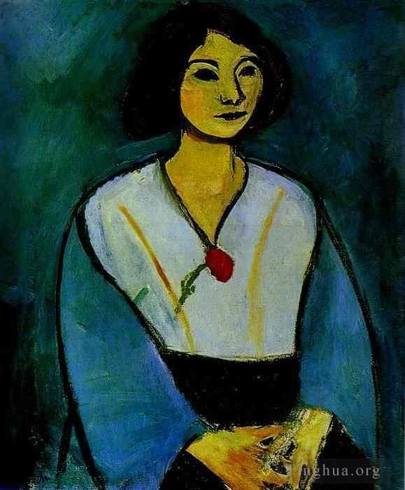 Henri Matisse's Contemporary Various Paintings - Woman in Green with a Carnation 1909
