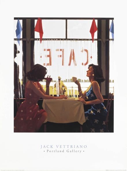 Jack Vettriano's Contemporary Oil Painting - Cafe Days