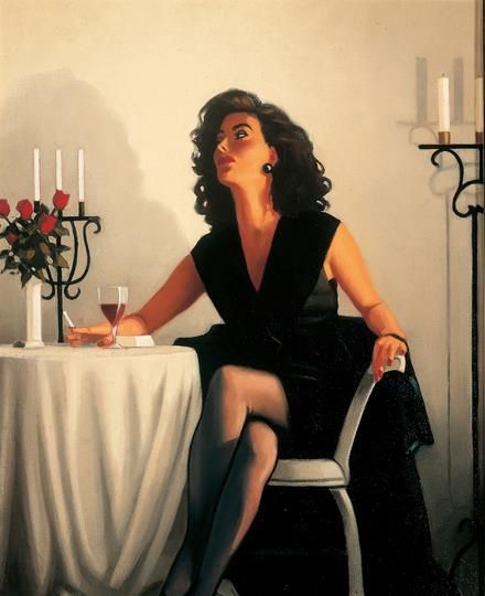 Jack Vettriano's Contemporary Oil Painting - Table For One