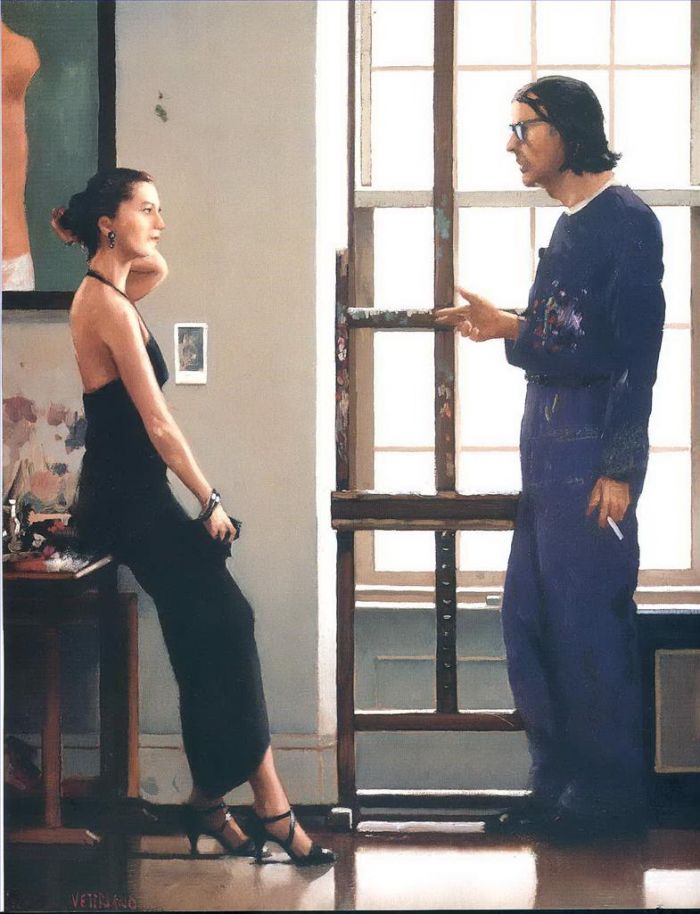 Jack Vettriano's Contemporary Oil Painting - Artist and model