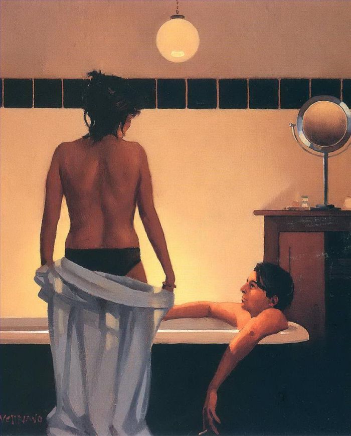 Jack Vettriano's Contemporary Oil Painting - Bath together