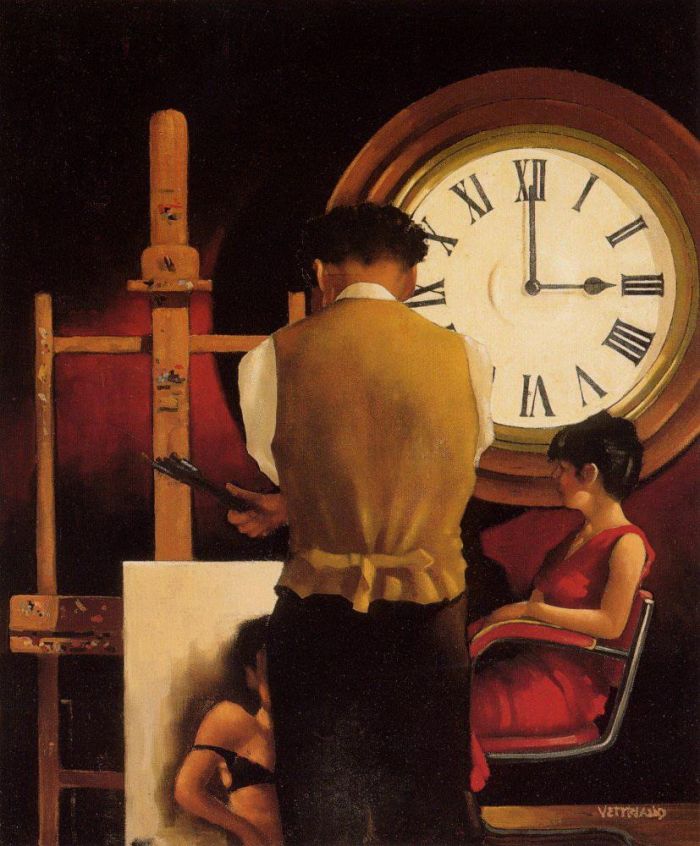 Jack Vettriano's Contemporary Oil Painting - Clock