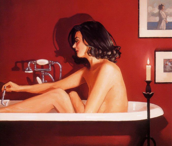 Jack Vettriano's Contemporary Oil Painting - Crying bath