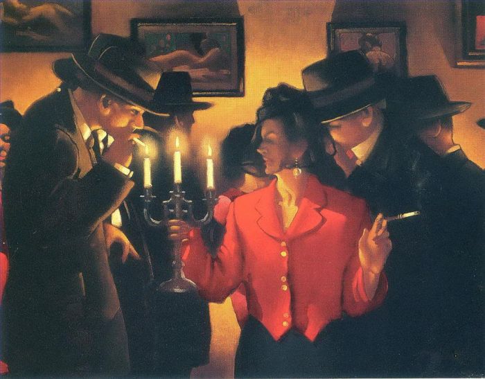 Jack Vettriano's Contemporary Oil Painting - Queen of the fan dan