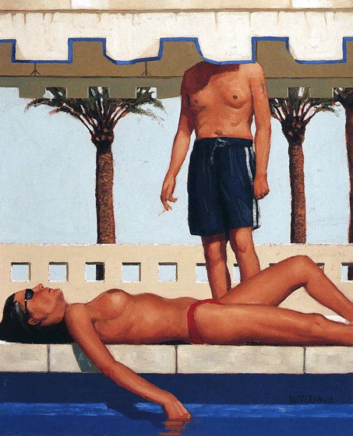 Jack Vettriano's Contemporary Oil Painting - Sun bath