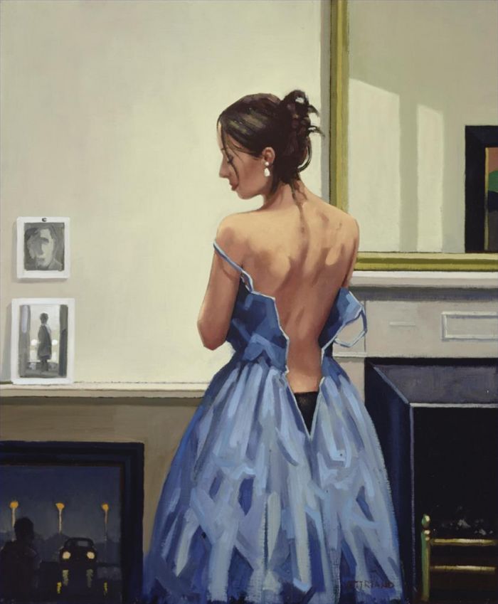 Jack Vettriano's Contemporary Oil Painting - The blue gown jack vettriano