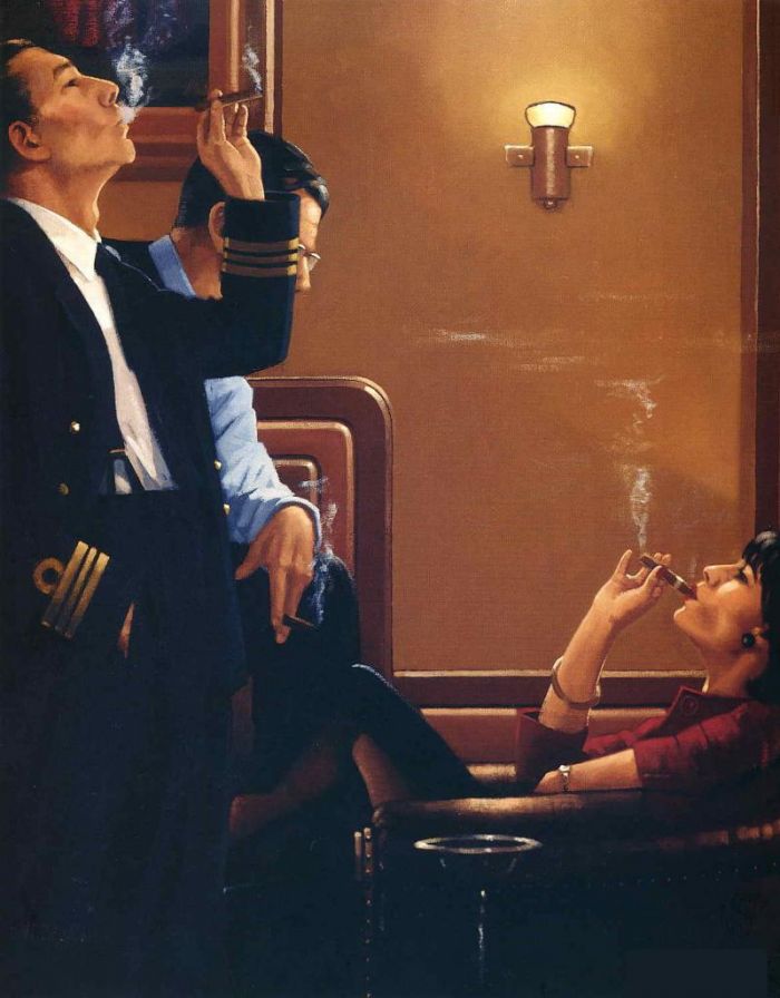 Jack Vettriano's Contemporary Oil Painting - The cigar divan