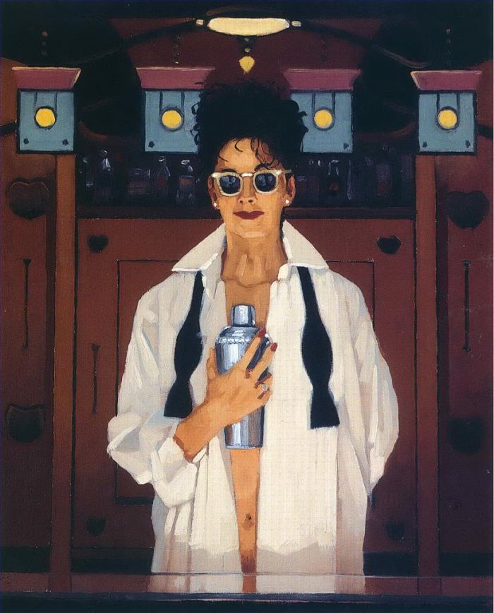 Jack Vettriano's Contemporary Oil Painting - The cocktail shaker