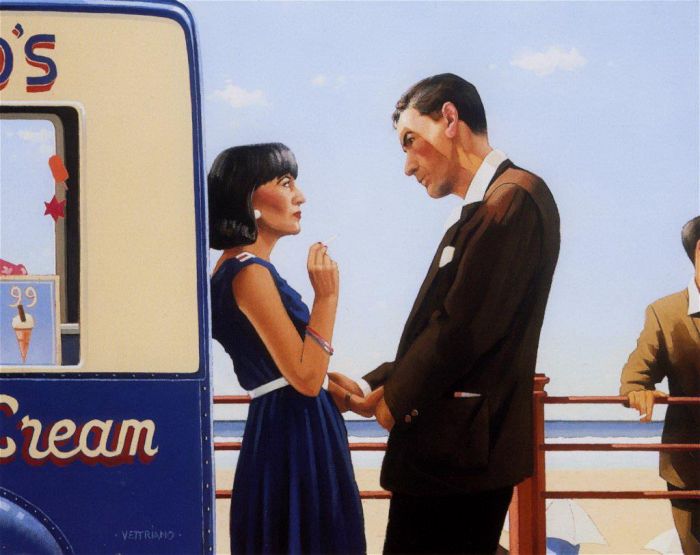 Jack Vettriano's Contemporary Oil Painting - The lying game