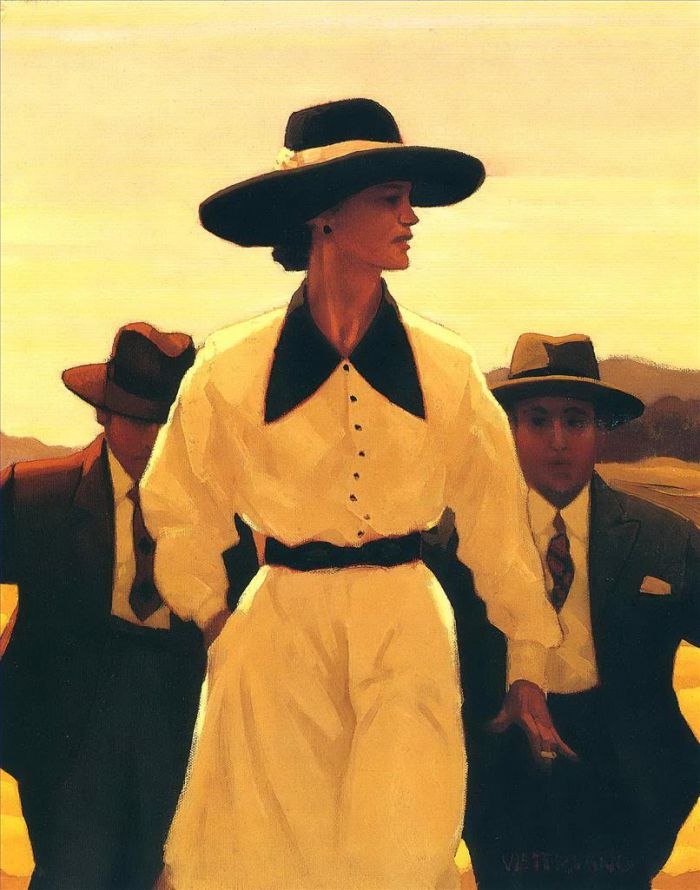 Jack Vettriano's Contemporary Oil Painting - Woman pursued