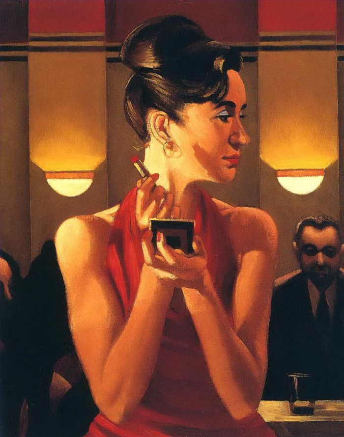 Jack Vettriano's Contemporary Oil Painting - Working the lounge