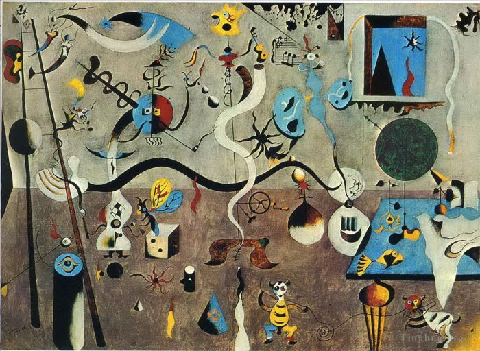 Joan Miro's Contemporary Oil Painting - Harlequins Carnival