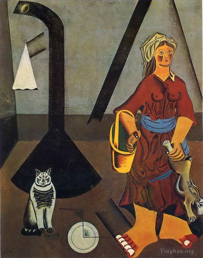 Joan Miro's Contemporary Oil Painting - The Farmer s Wife