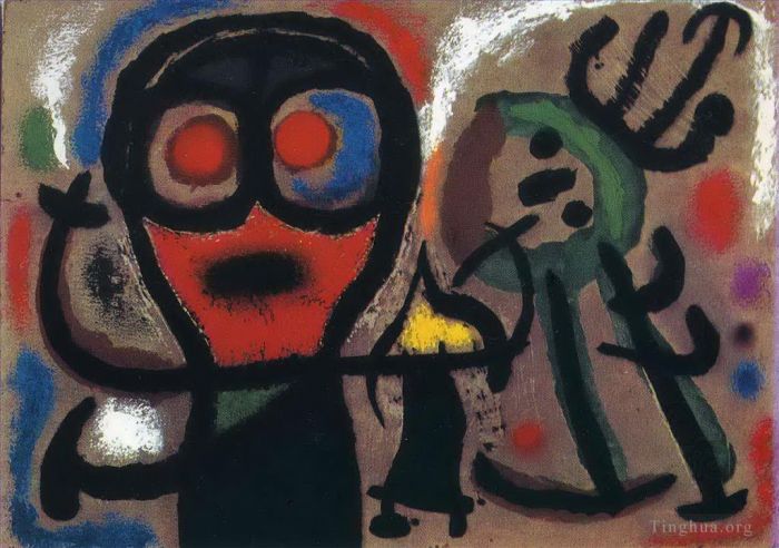 Joan Miro's Contemporary Various Paintings - Character and Bird 2