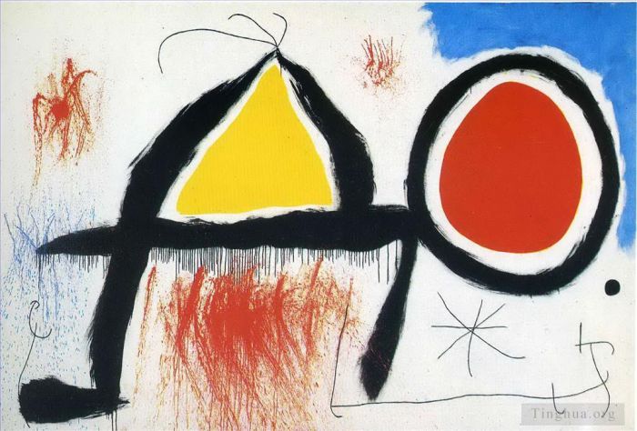 Joan Miro's Contemporary Various Paintings - Character in Front of the Sun