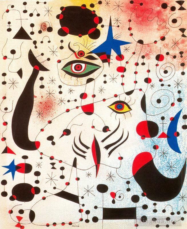 Joan Miro's Contemporary Various Paintings - Ciphers and Constellations in Love with a Woman
