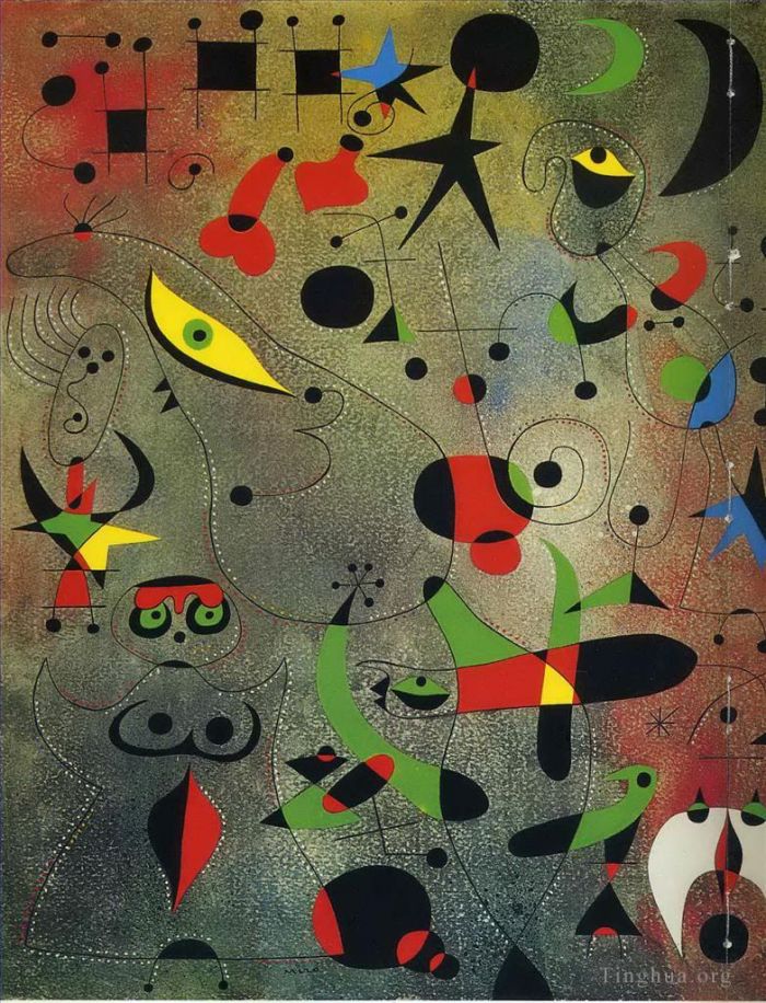 Joan Miro's Contemporary Various Paintings - Constellation Awakening at Dawn