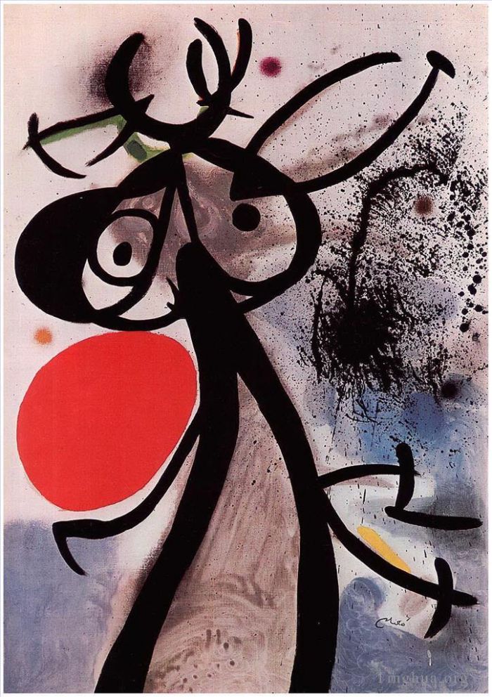 Joan Miro's Contemporary Various Paintings - Femme oiseaux devant le soleil