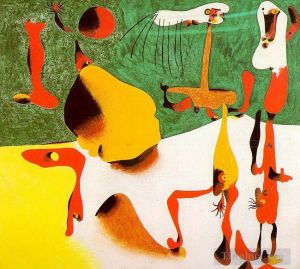 Contemporary Artwork by Joan Miro - Figures in Front of a Metamorphosis