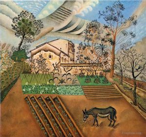 Contemporary Artwork by Joan Miro - The Vegetable Garden with Donkey