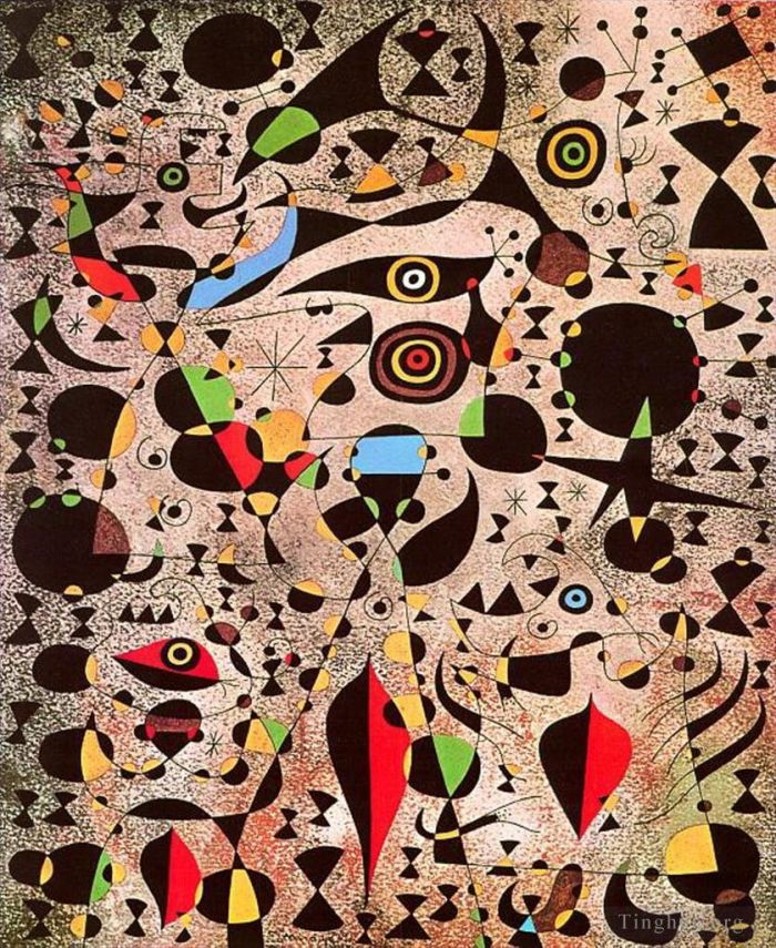 Joan Miro's Contemporary Various Paintings - Woman Encircled by the Flight of a Bird