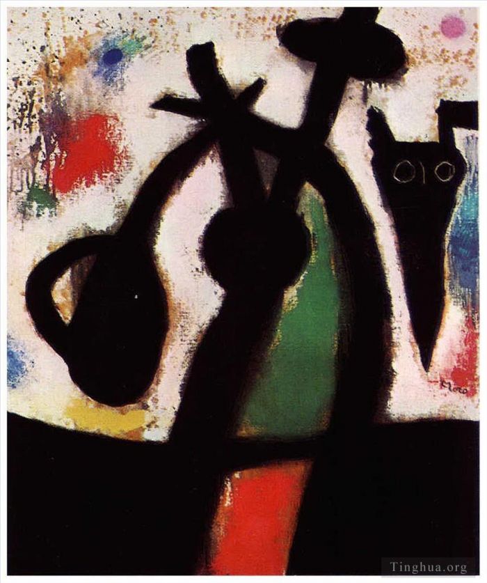 Joan Miro's Contemporary Various Paintings - Woman and Bird in the Night 2