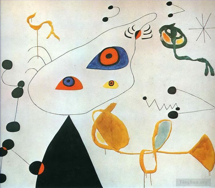 Joan Miro's Contemporary Various Paintings - Woman and Bird in the Night 3