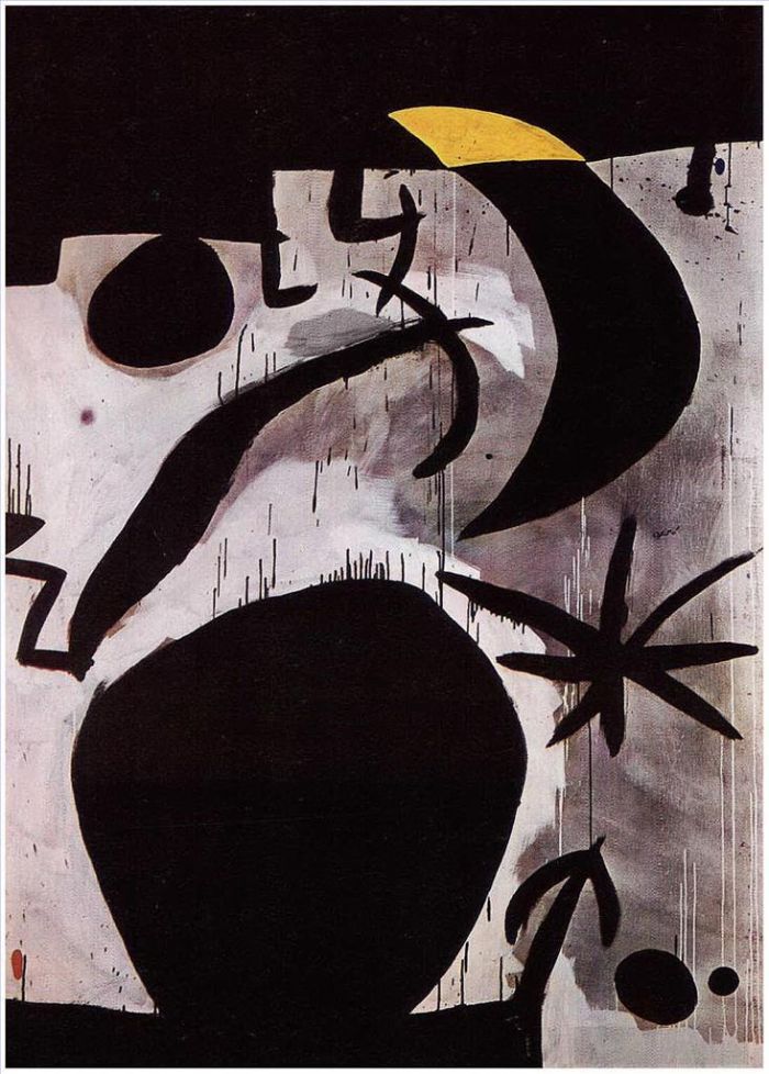 Joan Miro's Contemporary Various Paintings - Woman and Birds in the Night 2