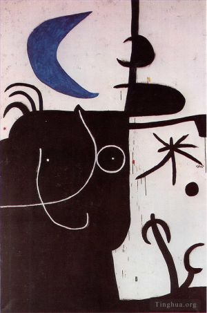 Contemporary Artwork by Joan Miro - Woman before the luna