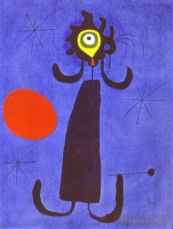 Joan Miro's Contemporary Various Paintings - Woman in Front of the Sun