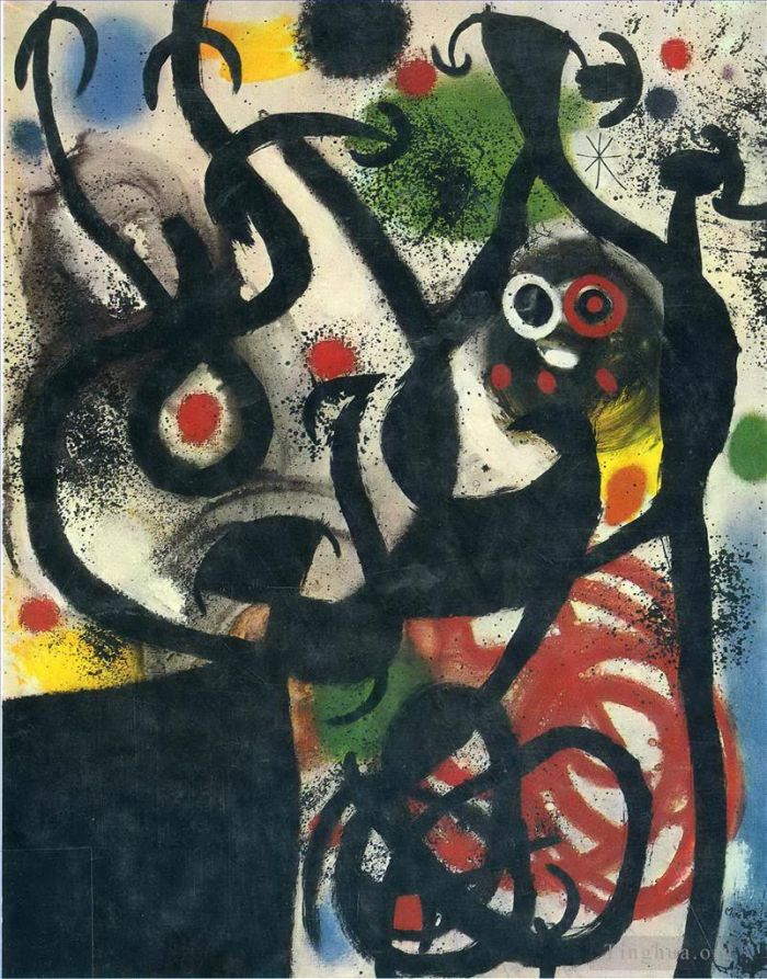 Joan Miro's Contemporary Various Paintings - Women and Birds in the Night
