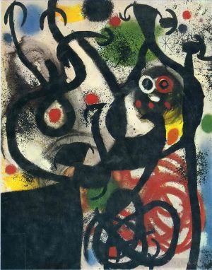 Contemporary Artwork by Joan Miro - Women and Birds in the Night