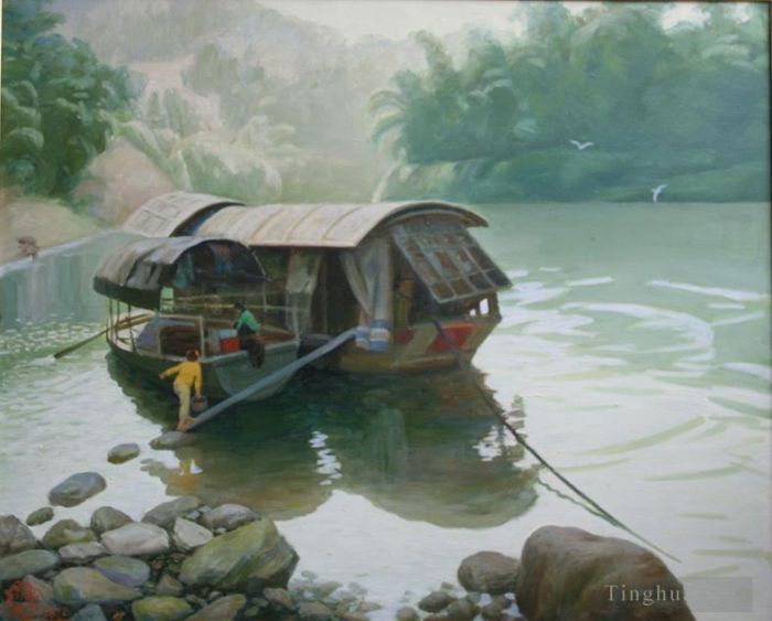 Li Jiahui's Contemporary Oil Painting - Jiulong river in the morning
