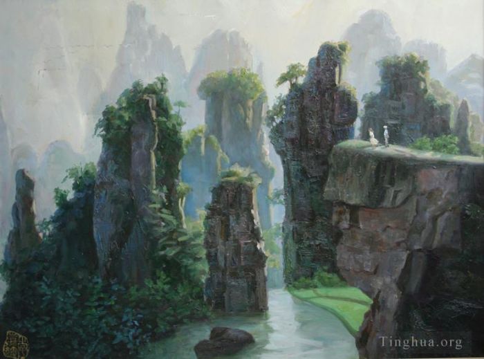 Li Jiahui's Contemporary Oil Painting - Shentang bay of zhangjiajie