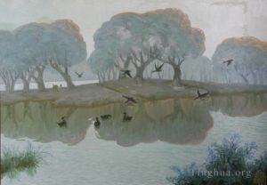 Contemporary Artwork by Li Jiahui - Xun river in morning mist