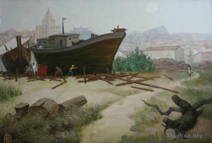 Li Jiahui's Contemporary Oil Painting - In fishing village
