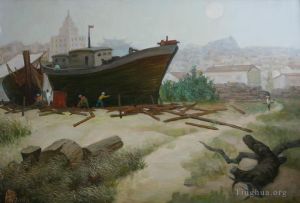 Contemporary Artwork by Li Jiahui - In fishing village