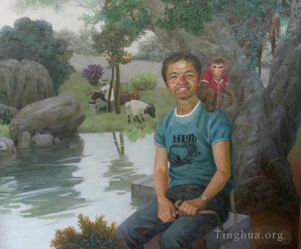 Li Jiahui's Contemporary Oil Painting - Monkey man