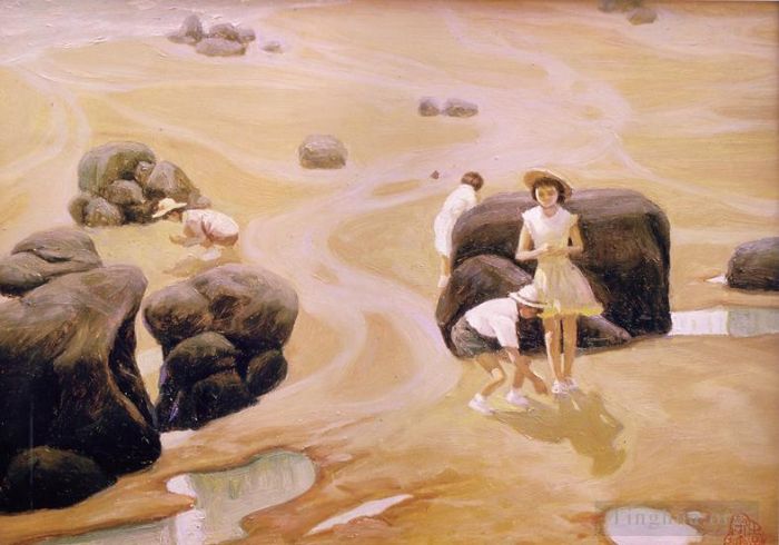 Li Jiahui's Contemporary Oil Painting - Refluent beach