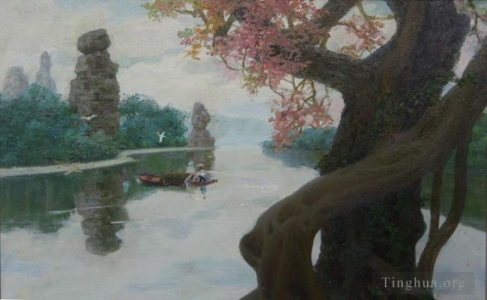 Li Jiahui's Contemporary Oil Painting - Scenery of jin lake