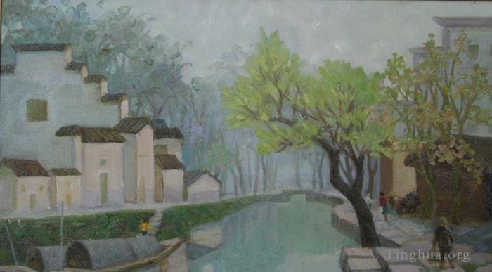 Li Jiahui's Contemporary Oil Painting - A small town in northern fujian
