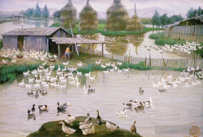 Li Jiahui's Contemporary Oil Painting - Kingdom of ducks